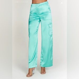 Meshki Amaya Satin Cargo Pants - Mint